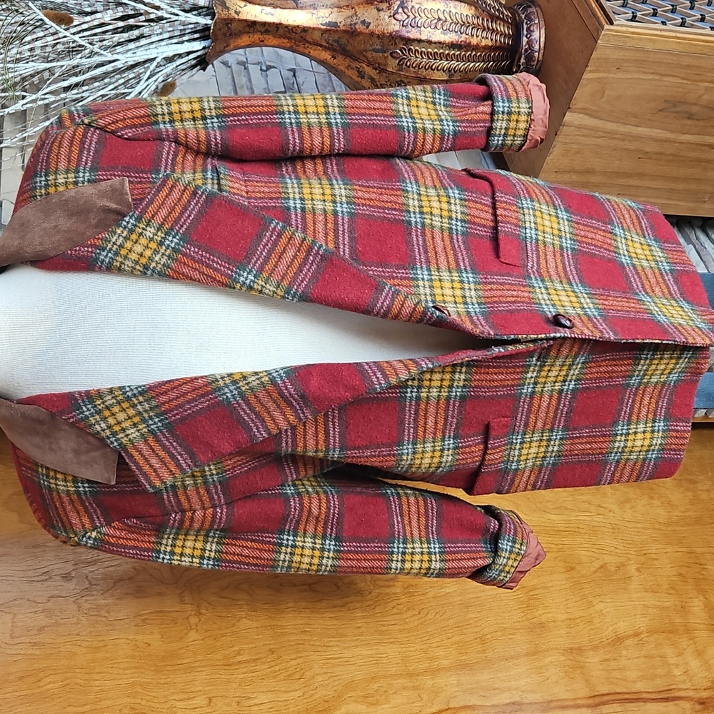 Plaid Gingham Wool Blazer Jacket